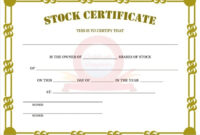 Simple Stock Certificate Template Word
