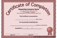 13 Certificate Of Completion Templates - Excel Pdf Formats throughout Free Training Completion Certificate Templates