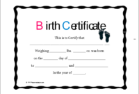 14 Free Birth Certificate Templates In Ms Word &amp;amp; Pdf in Simple Birth Certificate Templates For Word