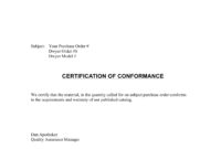 16+ Certificate Of Conformance Example – Pdf, Word, Ai, Indesign, Psd intended for Certificate Of Conformity Template