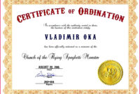 Fascinating Ordination Certificate Template