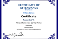 5+ Certificate Of Attendance Templates – Word Excel Templates regarding Perfect Attendance Certificate Free Template