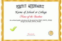 5 Free Perfect Attendance Certificate Templates – Word – Excel – Pdf inside Perfect Attendance Certificate Template Editable