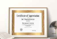 5 Years Of Service Editable Certificate Of Appreciation Template pertaining to Fresh Employee Anniversary Certificate Template