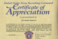 Simple Army Certificate Of Appreciation Template
