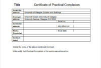 Awesome Construction Certificate Of Completion Template inside Certificate Of Construction Completion