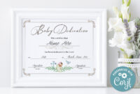 Baby Dedication Certificate Template Girl Baby Dedication | Etsy in Amazing Baby Dedication Certificate Template