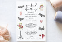 Bachelorette Weekend Itinerary Template Printable | Etsy for Bachelorette Weekend Itinerary Template