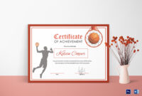 Basketball Award Achievement Certificate Design Template In Word, Psd for Basketball Certificate Template