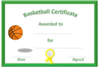 Basketball Award Certificates Green | Basketball Awards, Certificate regarding Basketball Tournament Certificate Template