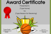 Basketball Certificates Regarding Sports Award Certificate Template with Fantastic Basketball Certificate Template