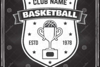 Basketball Sport Club Badge. Vector Illustration. Concept For Shirt in Basketball Certificate Template  13 Designs