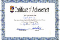 Certificate English - Certificates Templates Free with regard to Free Printable Certificate Of Achievement Template