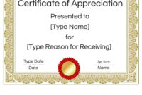 Certificate Of Appreciation For Gratitude Certificate Template with Printable Certificate Of Recognition Templates Free