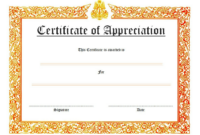 Certificate Of Appreciation Template Word [10+ Best Ideas] inside Printable Certificate Of Recognition Templates Free