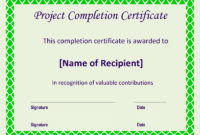 Certificate Of Completion Project | Templates At Allbusinesstemplates for Free Certificate Of Completion Construction Templates