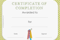 Certificate Of Completion Template, Certificate Of Completion regarding Certificate Of Completion Template Free Printable
