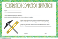 Certificate Of Construction Completion [10+ Best Template Designs] intended for Certificate Of Construction Completion