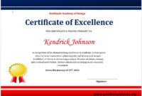 Stunning Certificate Of Excellence Template Word