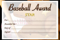 Certificate Template For Baseball Award Stock Vector – Illustration Of throughout Baseball Award Certificate Template