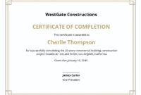 Construction Project Completion Certificate Template [Free Pdf] – Word within Free Certificate Of Completion Template Word
