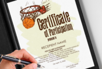 Editable Basketball Certificate Of Participation Template, Printable pertaining to Fantastic Basketball Certificate Template