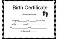 Editable Birth Certificate Template | Birth Certificate Template for Dog Birth Certificate Template Editable