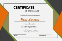 Editable Word Certificate Of Excellence Template intended for Fantastic Microsoft Office Certificate Templates Free