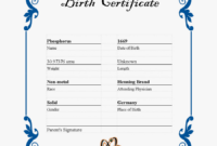 Element Birth Certificate Template – Bordes Vintage Azul , Free pertaining to Fillable Birth Certificate Template