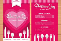 Flat Cutlery Valentine Menu Template Vector | Free Download inside Free Valentine Menu Templates