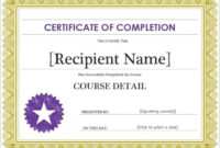 Free Completion Certificate Templates For Word 8 | Certificate Of intended for Certificate Of Completion Template Free Printable