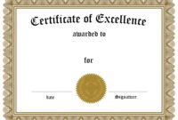 Best Award Of Excellence Certificate Template