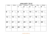 Free Download Printable Calendar 2019 With Check Boxes Intended For regarding Best Blank One Month Calendar Template