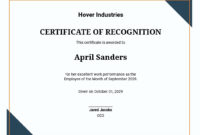 Free Employee Of The Month Certificate Of Recognition Template regarding Employee Of The Month Certificate Template With Picture
