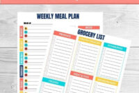 Free Meal Planning Template With Grocery List | Weekly Meal Planner for Menu Planner With Grocery List Template