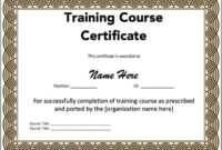 Free Training Completion Certificate Templates (3) - Templates Example inside Free Completion Certificate Templates For Word