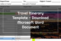 Free Travel Itinerary Template! Download, Edit And Print This Microsoft in Travel Agent Itinerary Template