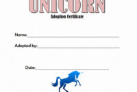 Free Unicorn Adoption Certificate Templates - 7+ Best Ideas pertaining to Cat Adoption Certificate Template 9 Designs