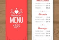 Free Vector | Flat Valentine&amp;#039;S Day Menu Template intended for Fascinating Free Valentine Menu Templates