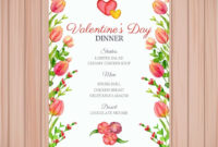 Free Vector | Watercolor Flowers Valentine Menu Template pertaining to Fascinating Free Valentine Menu Templates