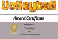 Free Volleyball Certificate | Edit Online And Print At Home With Regard intended for Volleyball Certificate Templates