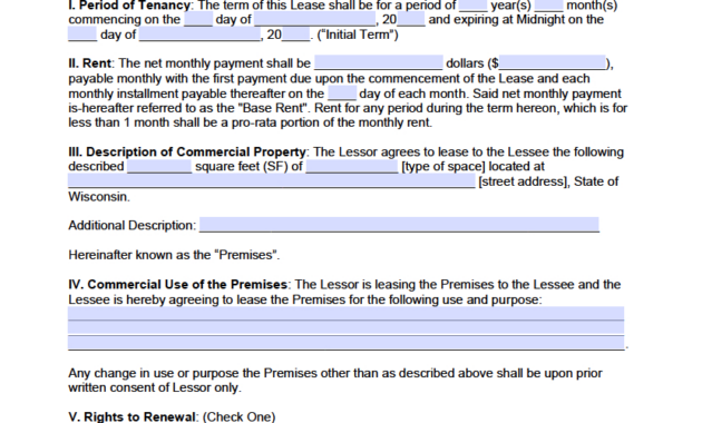 Free Wisconsin Commercial Lease Agreement Form | Pdf | Word within Free Rental Policy Template