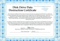 Hard Drive Destruction Certificate Template (1 | Certificate Intended throughout Awesome Free Certificate Of Destruction Template