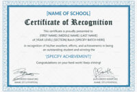 Outstanding Student Recognition Certificate Template With Regard To inside Professional Certificate Of Recognition Word Template
