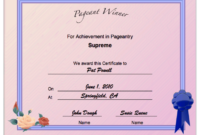 Pageant Supreme Achievement Printable Certificate with Pageant Certificate Template