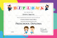 Preschool Diploma Certificate Design Template In Psd, Word intended for Daycare Diploma Certificate Templates