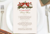 Printable Christmas Dinner Menu Template Winter Holiday Menu | Etsy for Professional Free Printable Dinner Menu Template