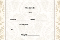 Printable Free Puppy Birth Certificate Template - Puppy And Pets pertaining to Fillable Birth Certificate Template