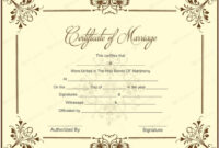 Printable Marriage Certificate Samples inside Certificate Of Marriage Template