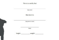 Puppy Birth Certificate Template Free - 10+ Special Editions throughout Dog Birth Certificate Template Editable
